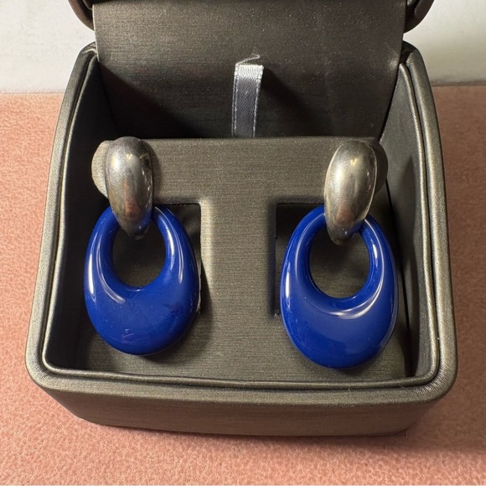Interchangeable Blue Art Glass Earrings